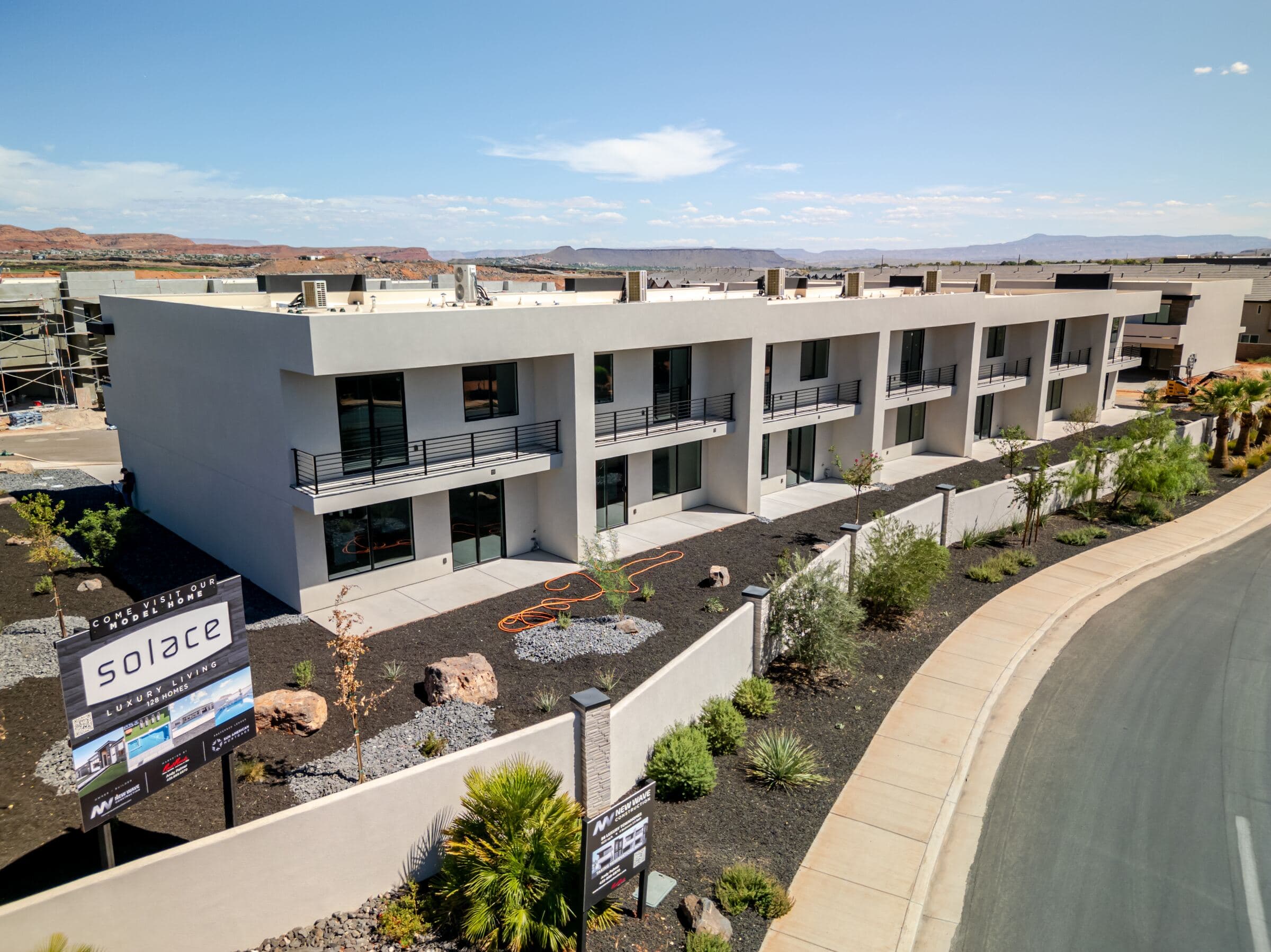 Solace Townhomes community entrance signage in Santa Clara, Utah